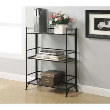 Convenience Concepts Xtra Storage Shelves - 3-Tier Wide Folding Metal Storage Shelves, Closet Organi...