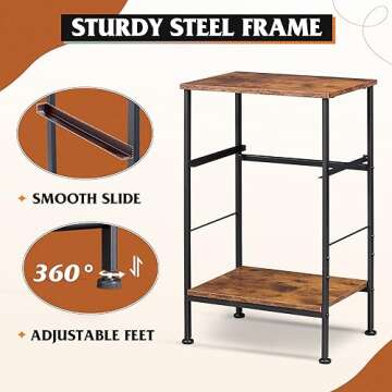 WLIVE Nightstand with Steel Frame and Fabric Drawer