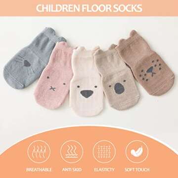 TRUEHAN Toddler Non Slip Socks with Grips for Kids