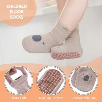 TRUEHAN Toddler Non Slip Socks with Grips for Kids