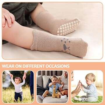 TRUEHAN Toddler Non Slip Socks with Grips for Kids