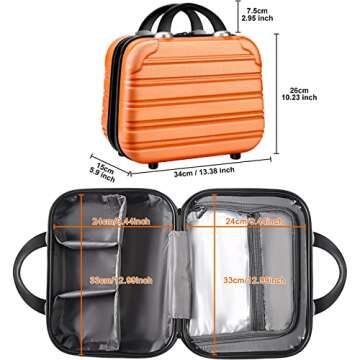 Hard Case Luggage 2 Piece Sets Carry On Luggage Lightweight With Spinner Wheels Rolling Suitcase 22x14x9 Airline Approved PC+ABS TSA Lock Hardshell Travel Carry On Hardside 14/20 Inch 2PCS,Orange