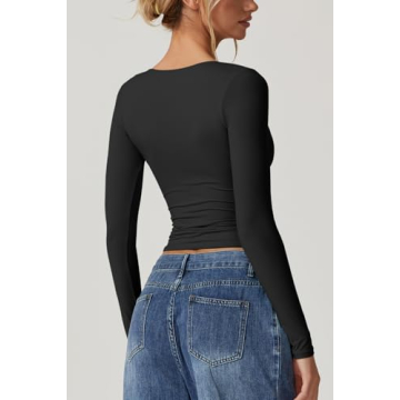 Quality QINSEN Long Sleeve Crop Top Women Stylish Tee