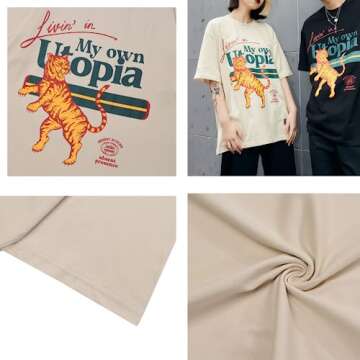 Aelfric Eden Mens Oversized T Shirts Tees Tiger Graphic Tee Print Cotton Tops Streetwear Casual Shirt