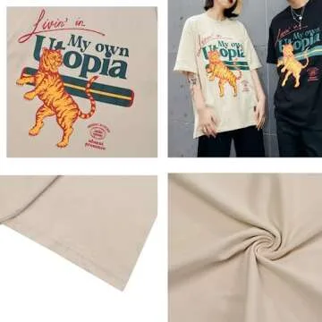 Aelfric Eden Mens Oversized T Shirts Tees Tiger Graphic Tee Print Cotton Tops Streetwear Casual Shirt