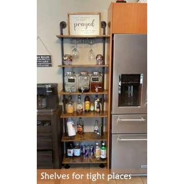 ZIOTHUM 6-Tier Industrial Pipe Shelves Shelf Shelving Rustic Wood Metal Wrought Iron Ladder Bookcase...