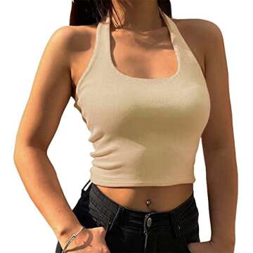 Artfish Women's Halter Crop Top - Stylish & Comfortable