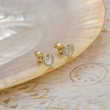 Heart Pearl Earrings for Women in 14K Gold Elegant Gift