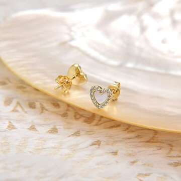 Heart Pearl Earrings for Women in 14K Gold Elegant Gift