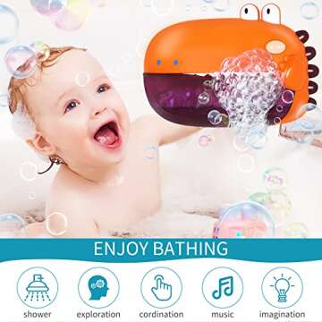 Grechi Dinosaur Bath Toys,Baby Bath Toys for The Baby Bathtub,Toddler Bath Toys Automatic Bubble Mac...