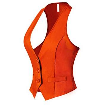 Design by Olivia Women's Dressy Casual Racerback Vest Tuxedo Waistcoat in Orange