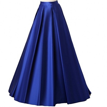 Diydress Women's Long Satin High Waist A-Line Skirt