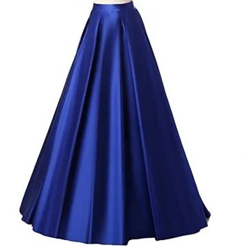 Diydress Women's Long Satin High Waist A-Line Skirt