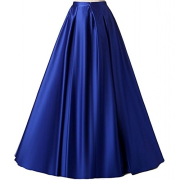Diydress Women's Long Satin High Waist A-Line Skirt