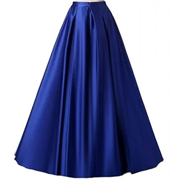 Diydress Women's Long Satin High Waist A-Line Skirt