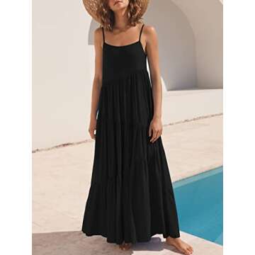 ANRABESS Women Summer Casual Loose Sleeveless Sundress Spaghetti Strap Flowy Boho Linen Beach Vacati...
