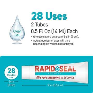 Rapid-Seal Wound Gel (2 Tubes) | Stops Bleeding in Seconds | FSA HSA Eligible | Ideal for Cuts, Scrapes and Razor Nicks for Emergency First Aid Supplies