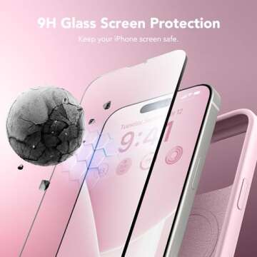 GONEZ for iPhone 15 Pro Case Compatible with Magsafe, [Screen Protector + Camera Lens Protector], Soft Silicone Shockproof Anti-Scratch Full Body Protective Phone Case 6.1" 2023, Hot Pink