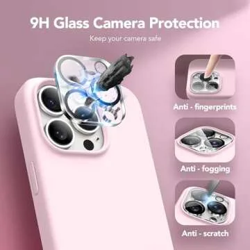 GONEZ for iPhone 15 Pro Case Compatible with Magsafe, [Screen Protector + Camera Lens Protector], Soft Silicone Shockproof Anti-Scratch Full Body Protective Phone Case 6.1" 2023, Hot Pink