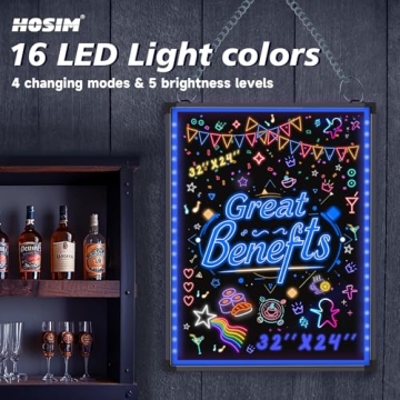 Hosim LED Writing Board for Creative Messages - 24x16 Inches