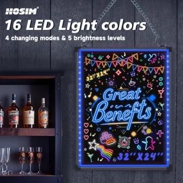 Hosim LED Writing Board for Creative Messages - 24x16 Inches