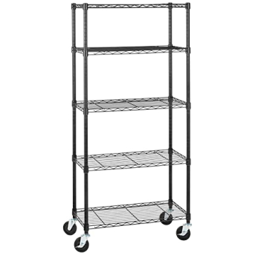 Amazon Basics 5-Shelf Adjustable Heavy Duty Storage Shelving Unit with Wheels