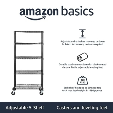 Amazon Basics Heavy Duty 5-Shelf Adjustable Wire Rack