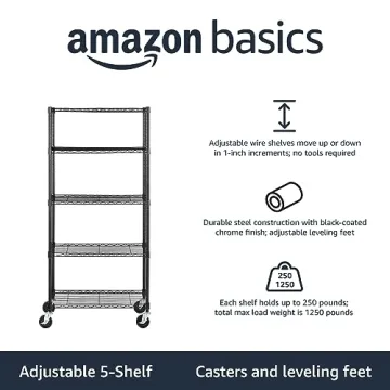Amazon Basics Heavy Duty 5-Shelf Adjustable Wire Rack