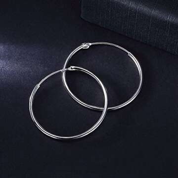 Elegant T400 Sterling Silver Hoop Earrings for Women