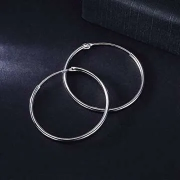 Elegant T400 Sterling Silver Hoop Earrings for Women