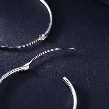 Elegant T400 Sterling Silver Hoop Earrings for Women