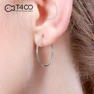 Elegant T400 Sterling Silver Hoop Earrings for Women