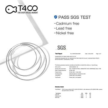 Elegant T400 Sterling Silver Hoop Earrings for Women
