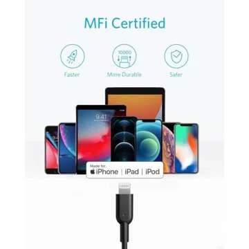 Anker USB C to Lightning Cable [6ft MFi Certified] Powerline II for iPhone 13 13 Pro 12 Pro Max 12 11 X XS XR 8 Plus, AirPods Pro, Supports Power Delivery (Charger Not Included) (Black)