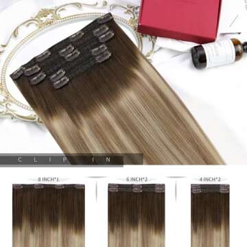 Moresoo Clip in Human Hair Extensions - Ombre Color 14 Inch