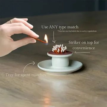 Elegant Ceramic Match Holder with Striker and Tray