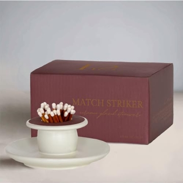 Elegant Ceramic Match Holder with Striker and Tray