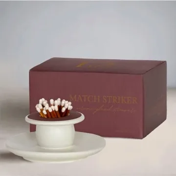 Elegant Ceramic Match Holder with Striker and Tray