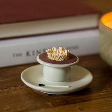 Elegant Ceramic Match Holder with Striker and Tray