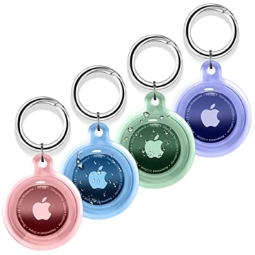 4 Pack Airtag Holder, Airtag case Waterproof Apple Air Tag Case with Keychain, Shockproof & Dustproo...