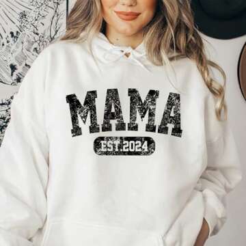 Giantbighands Personalized Mama Sweatshirt with Kid Names on Sleeve, Mama Est Sweatshirt,Custom Mom ...
