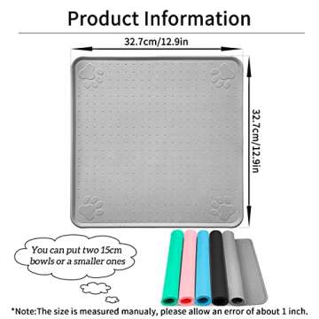 Ptlom Pet Placemat for Dog and Cat, Waterproof Non-Slip Bowl Mat Prevent Food and Water Overflow, Pu...