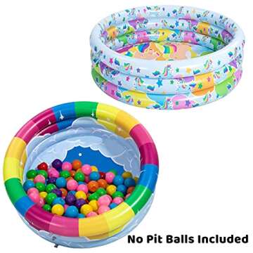 2 Pack 34'' Unicorn Cloud & Rainbow Inflatable Kiddie Pool Set, Family Swimming Pool Water Pool Pit Ball Pool for Kids Toddler Indoor Outdoor Seasonal Merriment