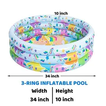 2 Pack 34'' Unicorn Cloud & Rainbow Inflatable Kiddie Pool Set, Family Swimming Pool Water Pool Pit Ball Pool for Kids Toddler Indoor Outdoor Seasonal Merriment