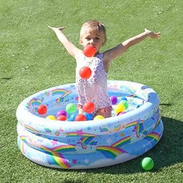 2 Pack 34'' Unicorn Cloud & Rainbow Inflatable Kiddie Pool Set, Family Swimming Pool Water Pool Pit Ball Pool for Kids Toddler Indoor Outdoor Seasonal Merriment