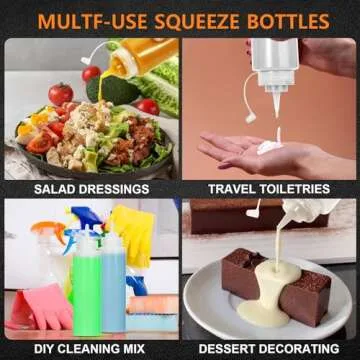 Durable OAMCEG 16OZ Squeeze Bottles - 8 Pack for Sauces