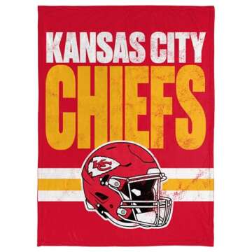 FOCO NFL Chiefs Plush Throw Blanket, 45 x 60 Softness