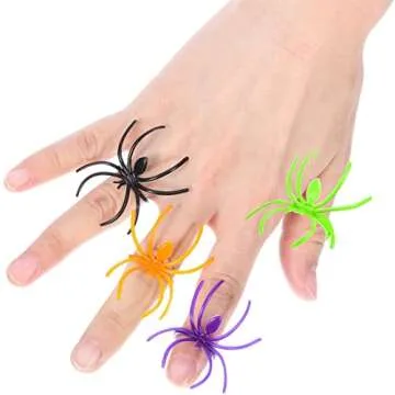 120 Colorful Spider Rings for Halloween Parties and Costumes