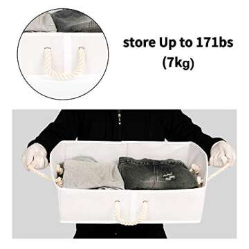 3 Collapsible Closet Organizers and Storage Bins, Fabric Organizing Box Cubes, Foldable large bag shelves for organization, Trapezoid basket, purse portable unit, White, 19” Wide