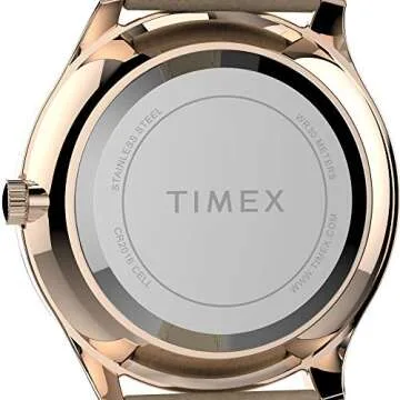 Timex Women's Modern Easy Reader 32mm Watch – Rose Gold-Tone Case White Dial with Beige Genuine Leather Strap